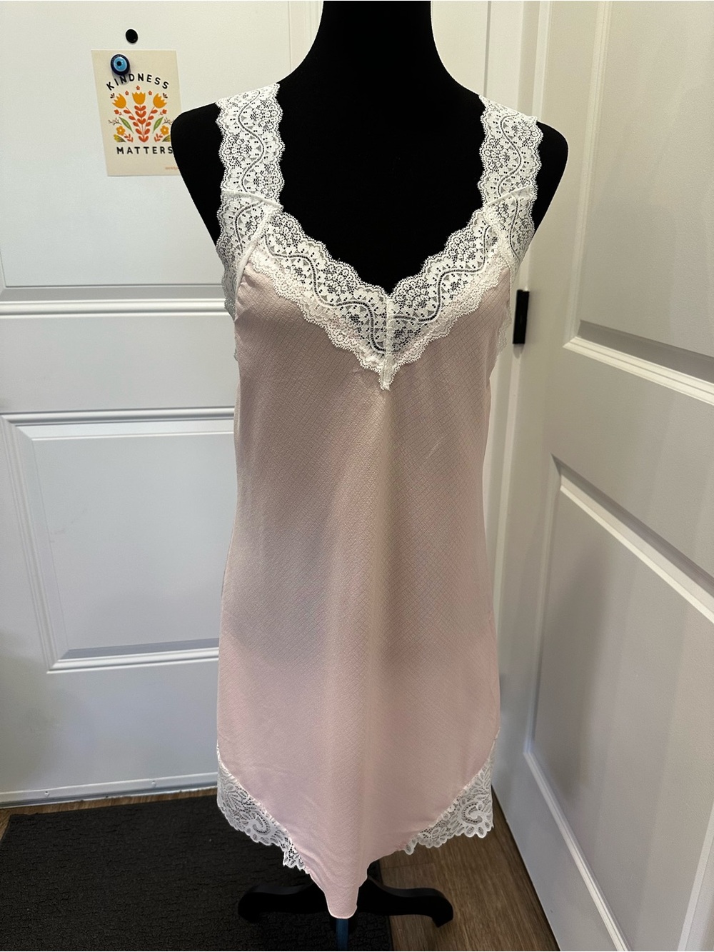 SHEIN Blush Pink Lace-Trim Slip Dress